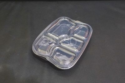 Plastic Meal Tray With Lid | 5 Compartment  Image