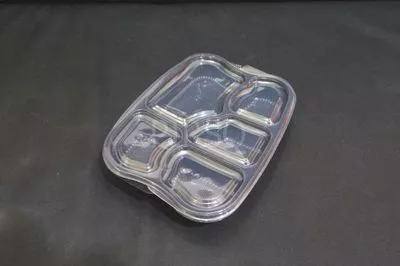Plastic Meal Tray With Lid | 5 Compartment 