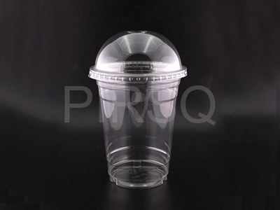Transparent Plastic Glass With Dome Lid | 500 ML Image