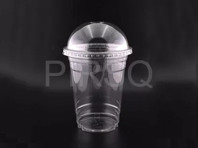 Transparent Plastic Glass With Dome Lid | 500 ML
