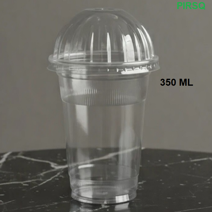 Transparent Plastic Glass With Lid | 350 ML | 95 MM Dia Image