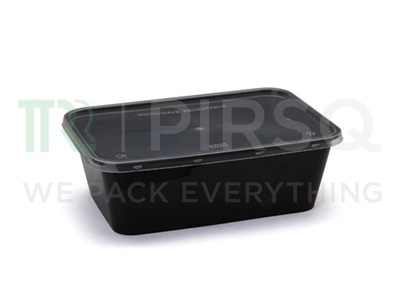 Black Rectangular Plastic Container With Lid | 750 ML Image