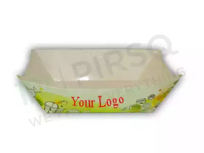 Paper Tray | With Logo | Boat Tray | W - 5.5" X L - 8" X H - 2.5"