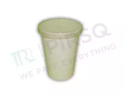 Milky White Plastic Glass With Lid | 250 ML