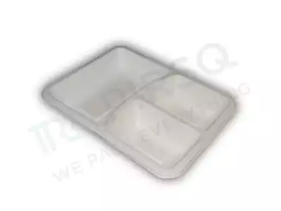 Bagasse Square Meal Tray | 3 compartment 