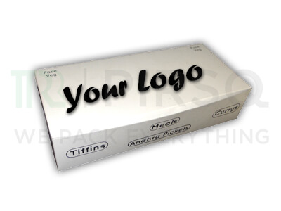White Paper Box With Logo | Meal Box | W - 11" X L - 5" X H - 2.5" Image