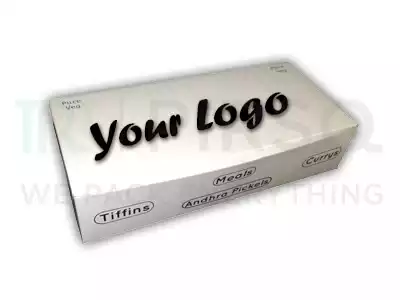 White Paper Box With Logo | Meal Box | W - 11" X L - 5" X H - 2.5"