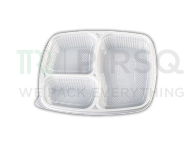 White Plastic Tray With Lid |Oracle | 3 Compartment  Image