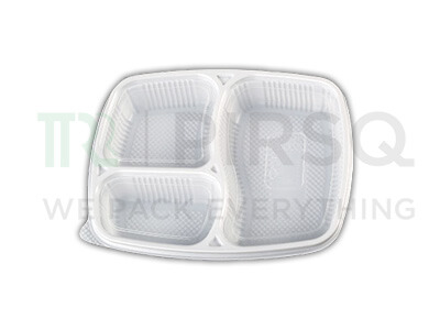 White Plastic Tray With Lid |Oracle | 3 Compartment Image