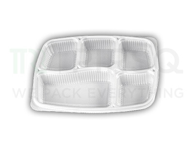 Plastic Meal Tray With Lid | Oracle | 5 Compartment Image