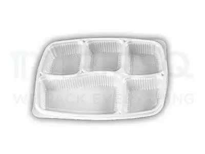 Plastic Meal Tray With Lid | Oracle | 5 Compartment