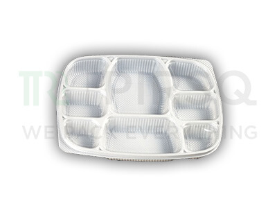 White Plastic Meal Tray With Lid | Oracle | 8 Compartment Image