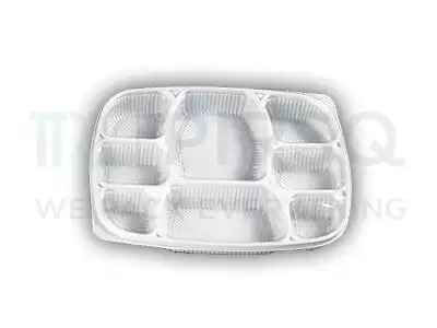 White Plastic Meal Tray With Lid | Oracle | 8 Compartment 
