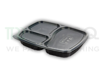 Black Plastic Tray With Lid | Oracle | 3 Compartment Image