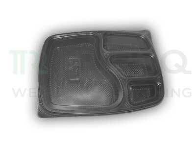 Black Plastic Tray With Lid | Oracle | 4 Compartment Image