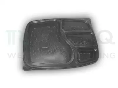 Black Plastic Tray With Lid | Oracle | 4 Compartment