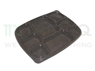 Black Plastic Meal Tray With Lid | Oracle | 8 Compartment Image