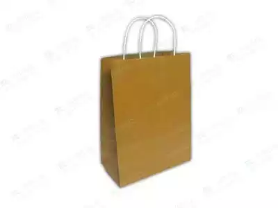 Brown Paper Bag With Handle | Yellow Kraft | H-16" X L-12" X W-5"
