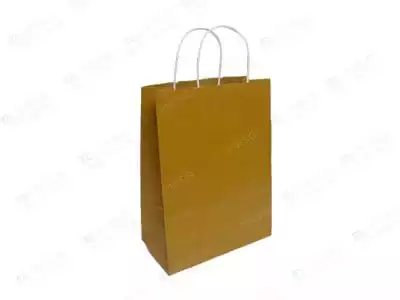 Brown Paper Bag With Handle | Yellow Kraft | H-12" X L-9" X W-4"