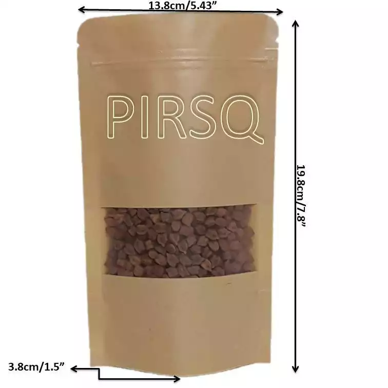 Kraft Stand Up Paper Pouches With Window | W-5.5" X L-8"