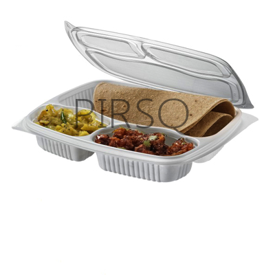 Plastic Tray With Lid | 3 Compartment Image