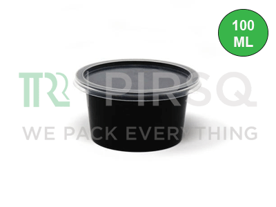 Round Black Plastic Container | 100 ML Image
