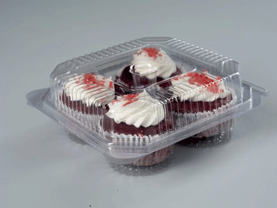 CUP CAKE CONTAINER | HINGED BOX | 4 CUP CAKE Image