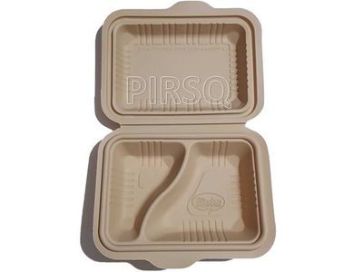 Biodegradable Meal Tray With Lid | 2 COMPARTMENT Image