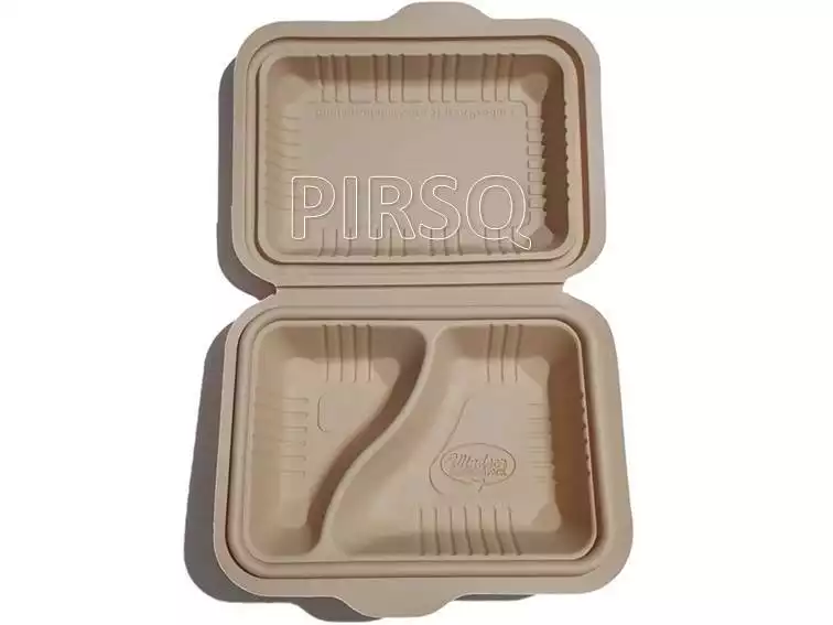Biodegradable Meal Tray With Lid | 2 COMPARTMENT