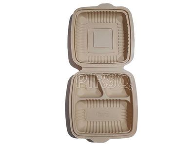 Biodegradable Meal Tray With Lid | 3 COMPARTMENT Image