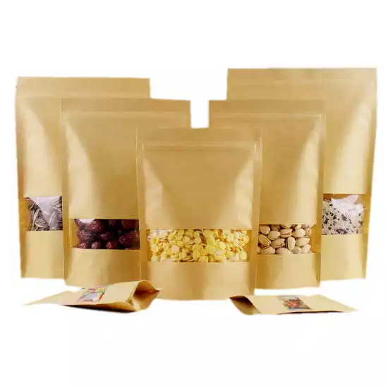 KRAFT STAND UP PAPER POUCHES WITH WINDOW | Sample Set