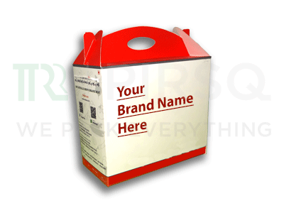 Meat Packaging Paper Box With Handle | W - 3" X L - 6" X H - 6" Image