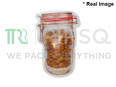 Glass Jar Shape Transparent Stand Up Pouch | W-5" X L-7" Image