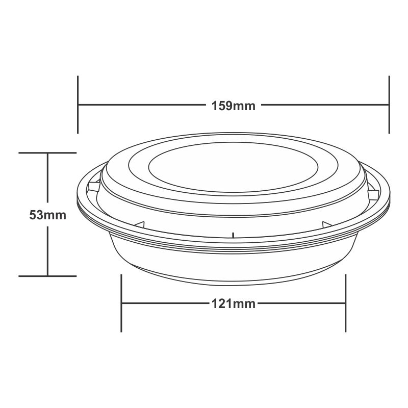 BLACK ROUND PLASTIC CONTAINER 480 ML