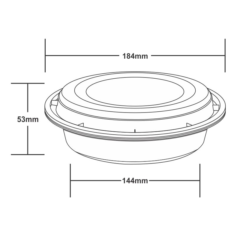 BLACK ROUND PLASTIC CONTAINER 720 ML